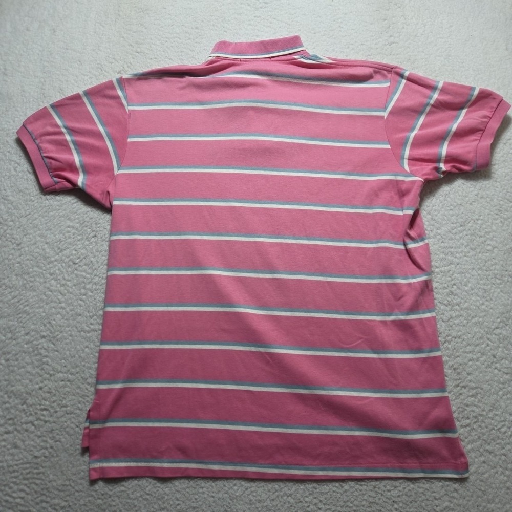 Vintage Polo Ralph Lauren Knit Polo Men's XL Pink White Striped Made In USA - Picture 6 of 9